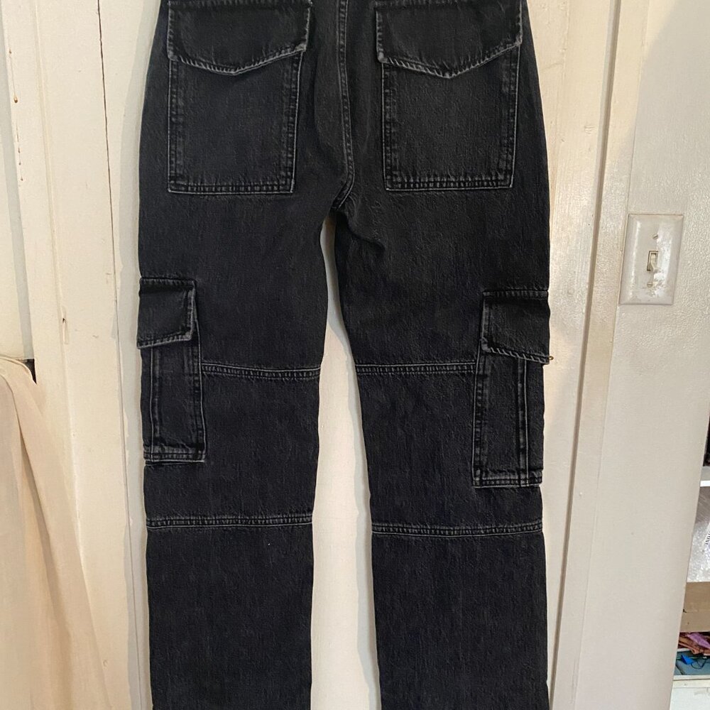 NWOT FRAME Black Denim Cargo Jeans Size 26 - Picture 4 of 4